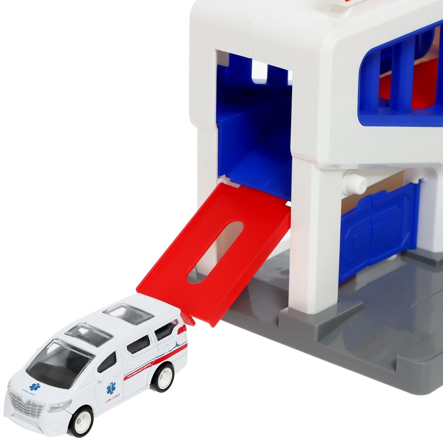 Парковка «Скорая», подъёмный механизм, 1 машинка в комплекте, МИКС
