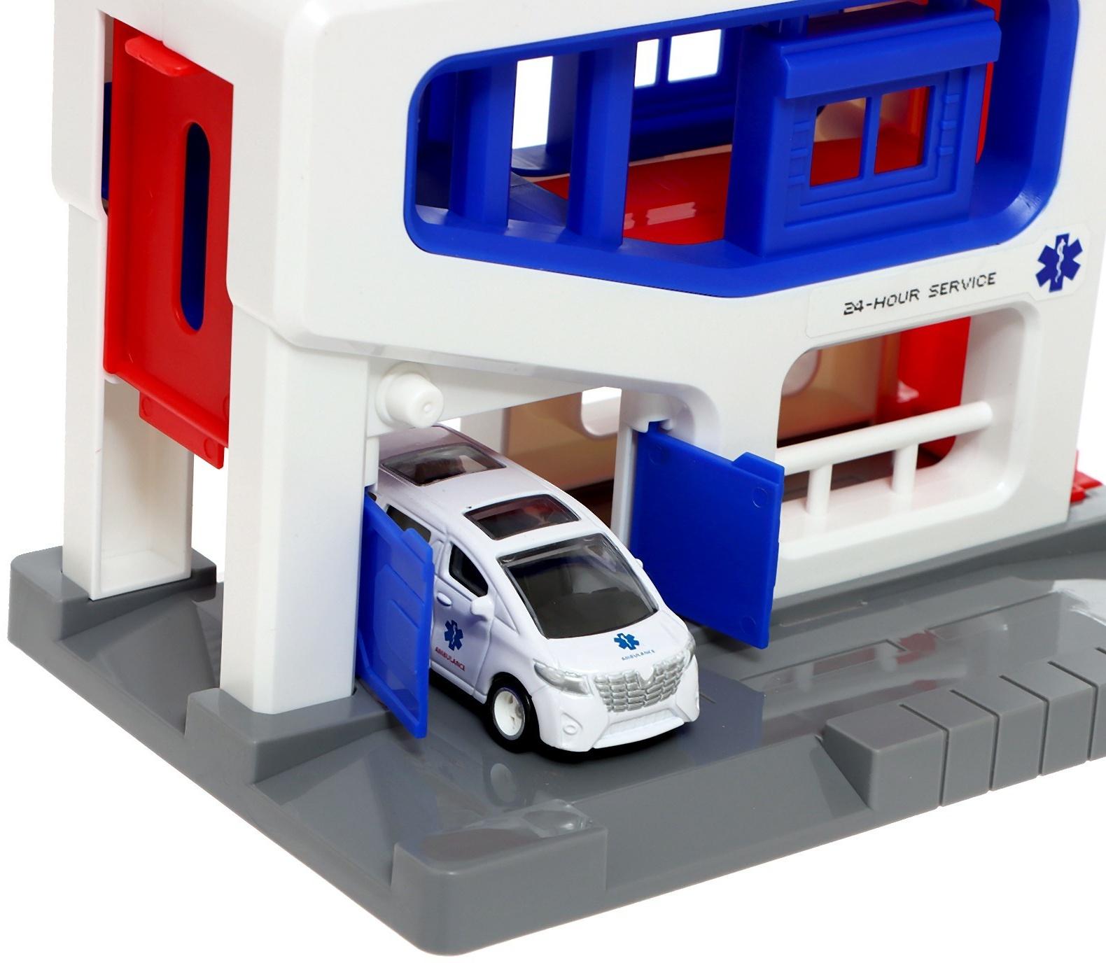 Парковка «Скорая», подъёмный механизм, 1 машинка в комплекте, МИКС