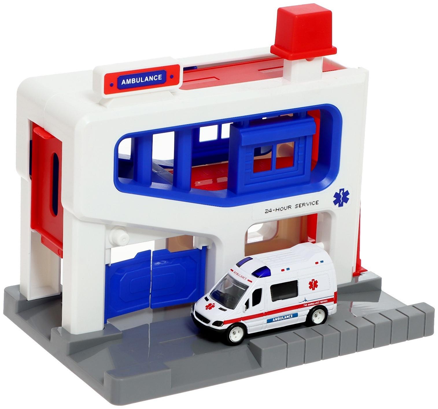 Парковка «Скорая», подъёмный механизм, 1 машинка в комплекте, МИКС