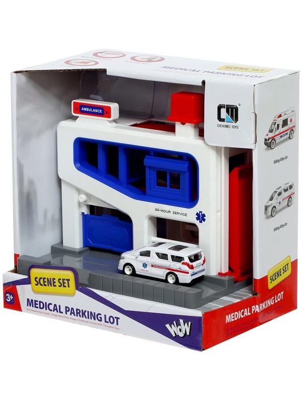 Парковка «Скорая», подъёмный механизм, 1 машинка в комплекте, МИКС