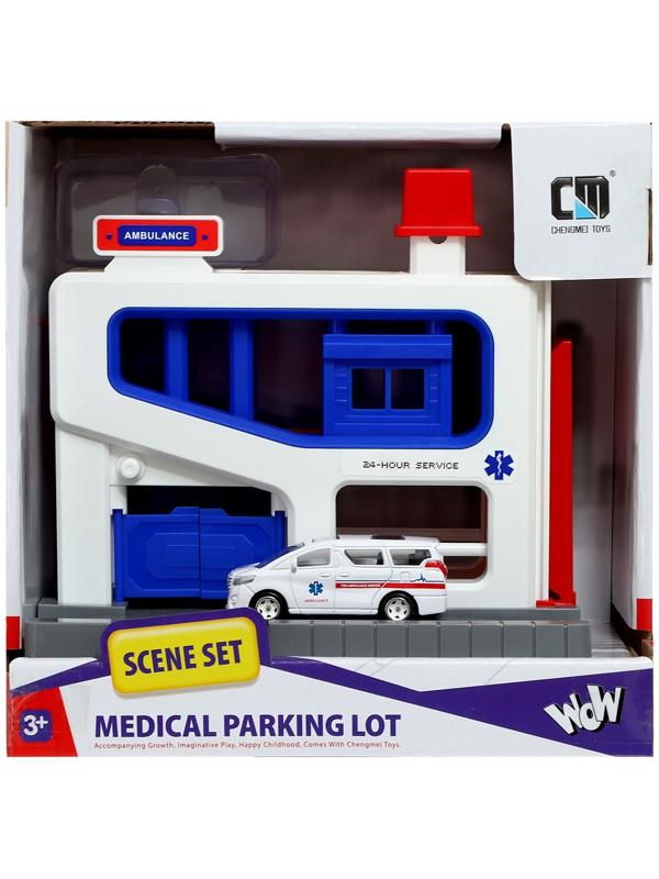 Парковка «Скорая», подъёмный механизм, 1 машинка в комплекте, МИКС