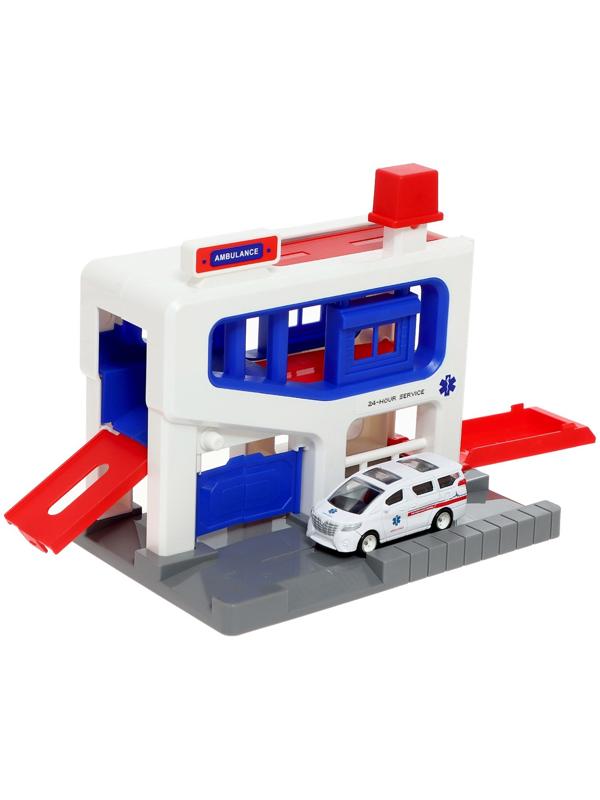 Парковка «Скорая», подъёмный механизм, 1 машинка в комплекте, МИКС