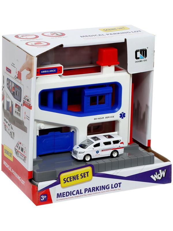 Парковка «Скорая», подъёмный механизм, 1 машинка в комплекте, МИКС