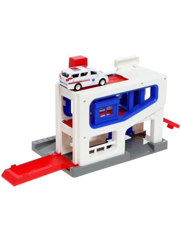 Парковка «Скорая», подъёмный механизм, 1 машинка в комплекте, МИКС