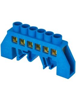 Шина нулевая N 6х9 6 отвер. латунь син. нейлоновый корпус комбинированный PROxima EKF sn0-63-06-dn