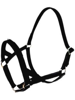 Недоуздок, двойной брезент, 35 мм, черный, Л010