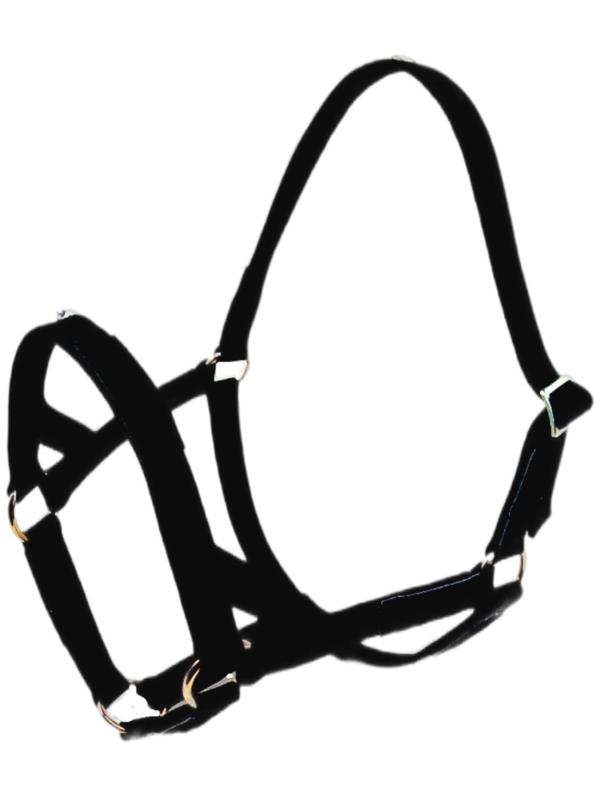 Недоуздок, двойной брезент, 35 мм, черный, Л010