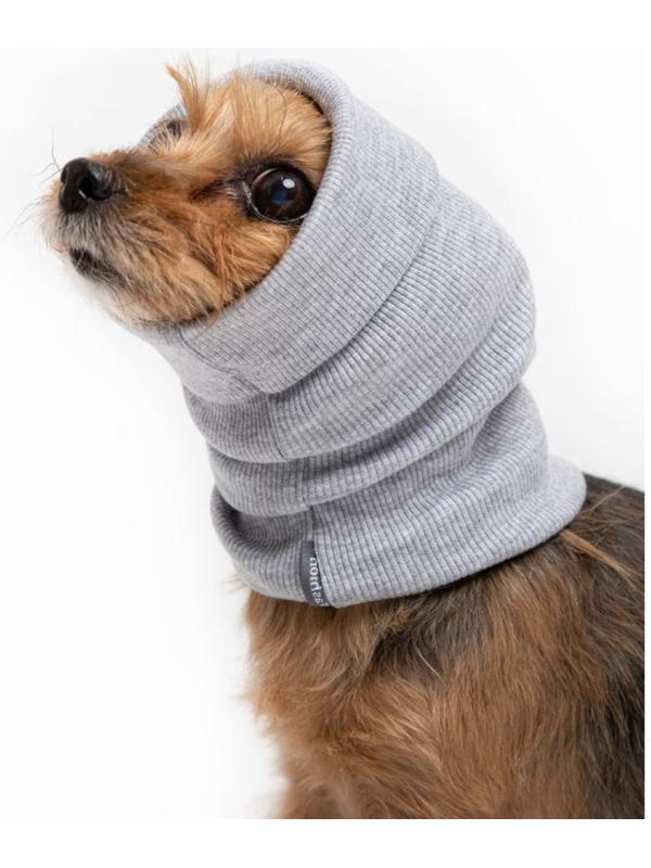 Капор трикотажный для собаки, размер S (Диаметр 24-34 см, Длина 23 см), серый