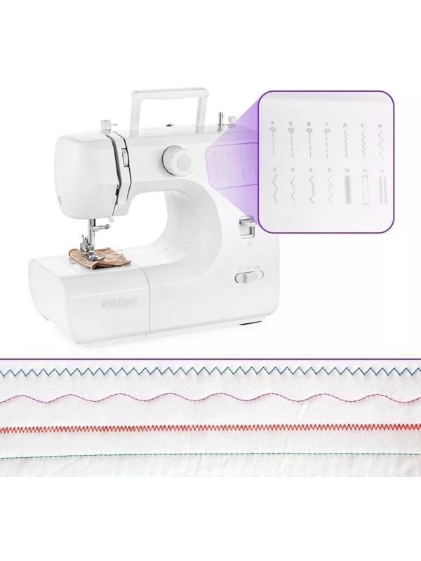 Швейная машина Kitfort КТ-6046, 24 Вт, 14 операций, полуавтомат, белая