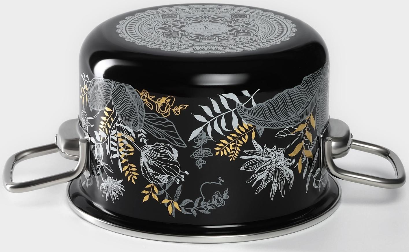 Кастрюля Magia, 2 л, стеклянная крышка, индукция, чёрный