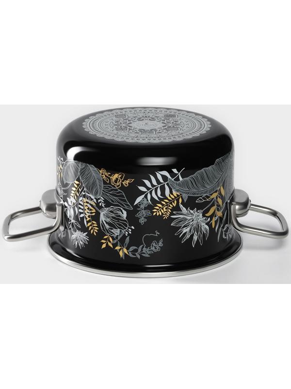 Кастрюля Magia, 2 л, стеклянная крышка, индукция, чёрный