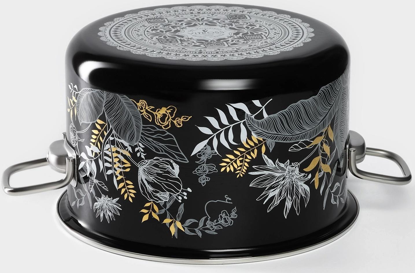 Кастрюля Magia, 5,5 л, d=22 см, стеклянная крышка, индукция, чёрный