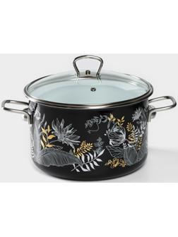 Кастрюля Magia, 5,5 л, d=22 см, стеклянная крышка, индукция, чёрный
