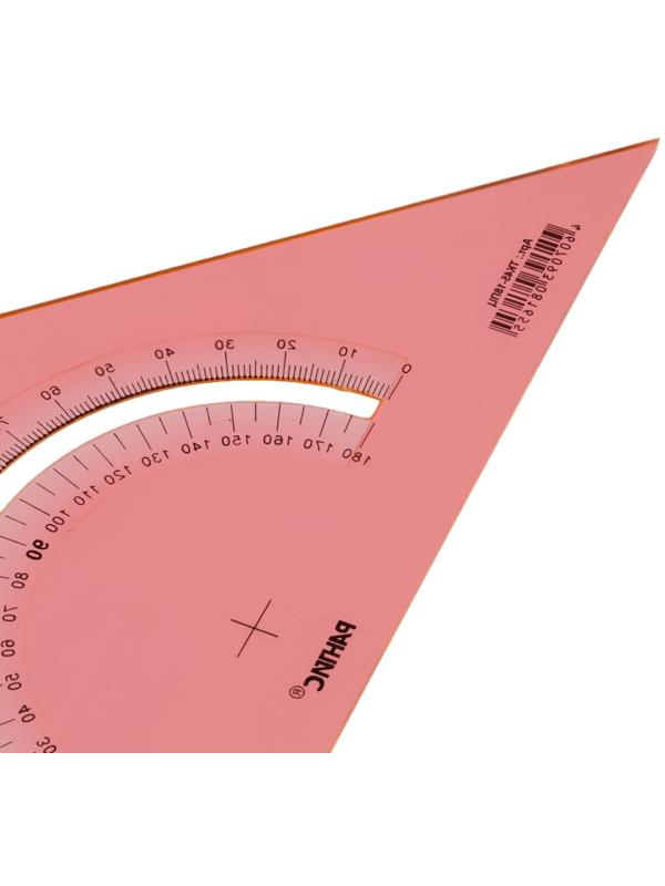 Набор треугольников 3 шт. Calligrata 45* катет 18 см, с транспортиром, прозрачные