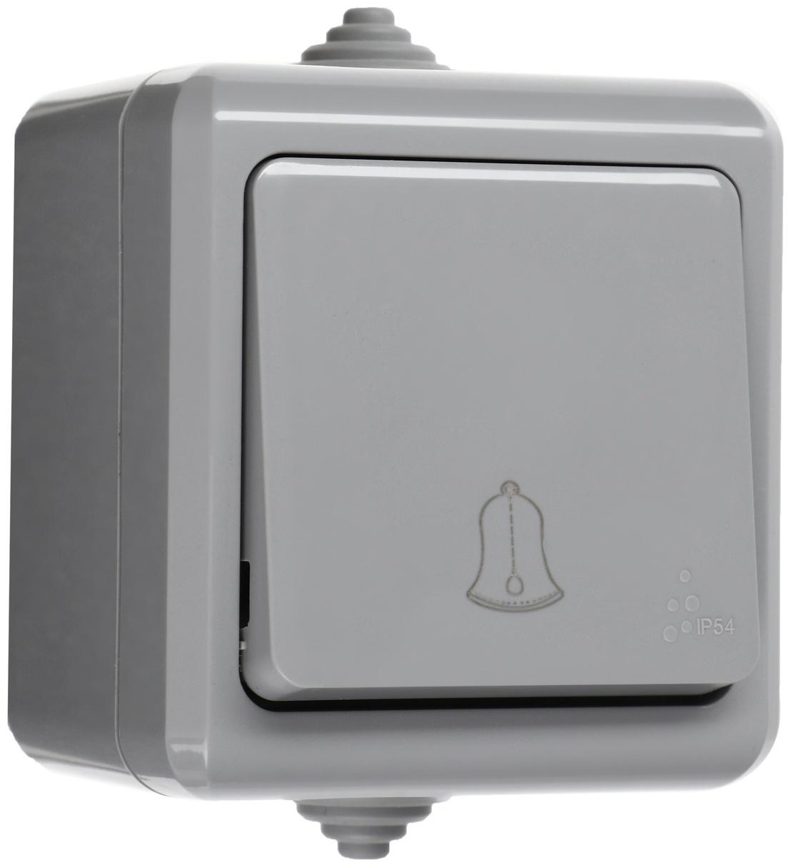 Кнопка звонка ОП Dita IP54 10А 250В сер. TOKOV ELECTRIC TKL-DT-DB-C06-IP54