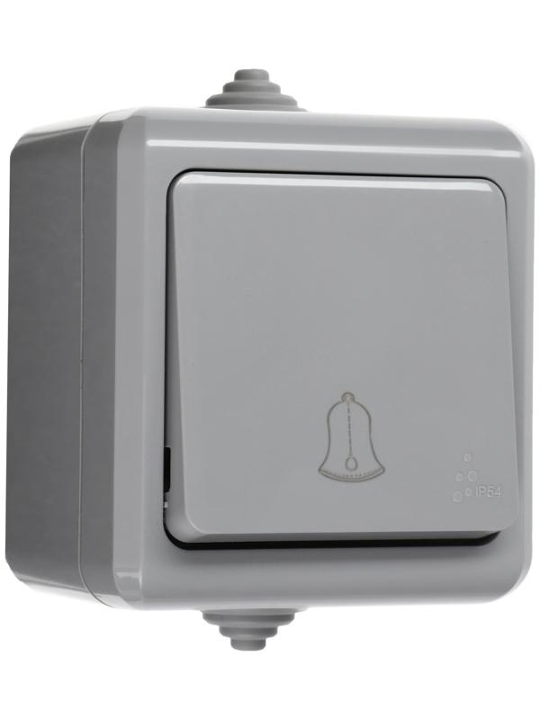 Кнопка звонка ОП Dita IP54 10А 250В сер. TOKOV ELECTRIC TKL-DT-DB-C06-IP54