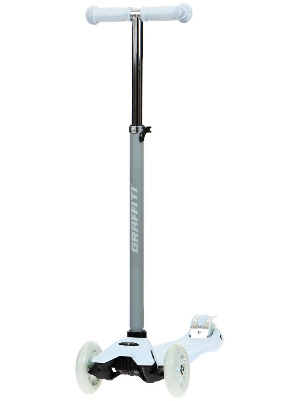 Самокат GRAFFITI, колеса световые PU 120/70 мм, ABEC 7, цвет серый