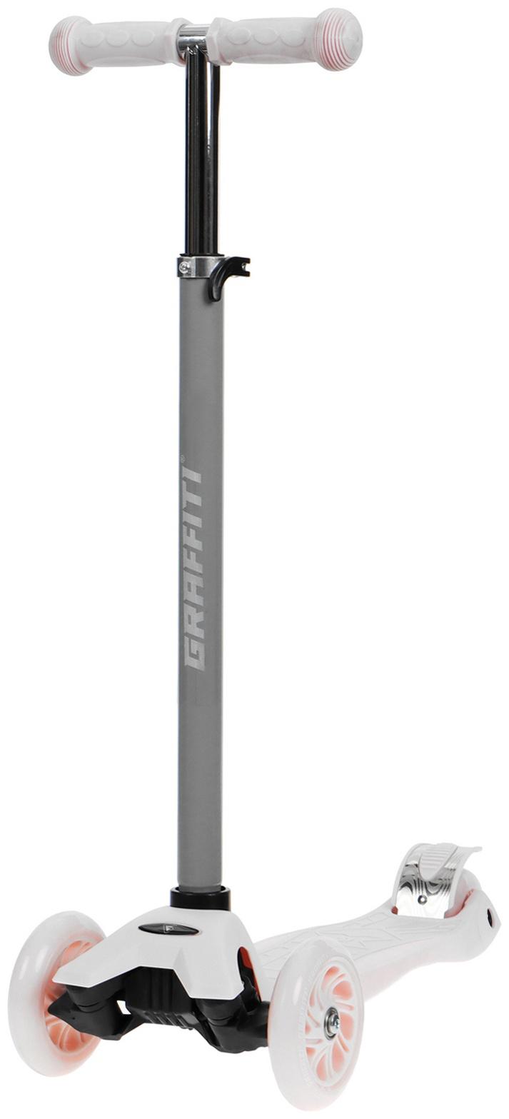 Самокат GRAFFITI, колеса световые PU 120/70 мм, ABEC 7, цвет розовый