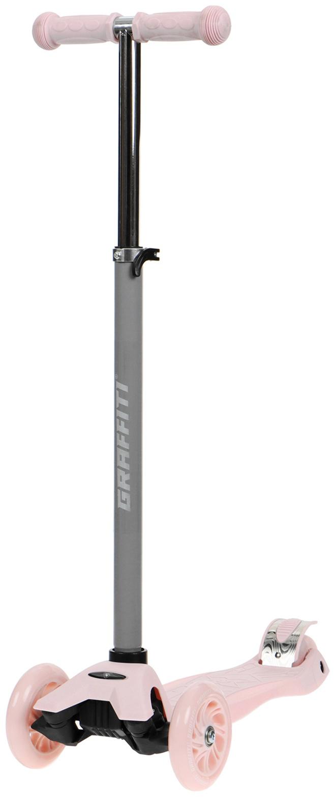 Самокат GRAFFITI, колеса световые PU 120/70 мм, ABEC 7, цвет розовый