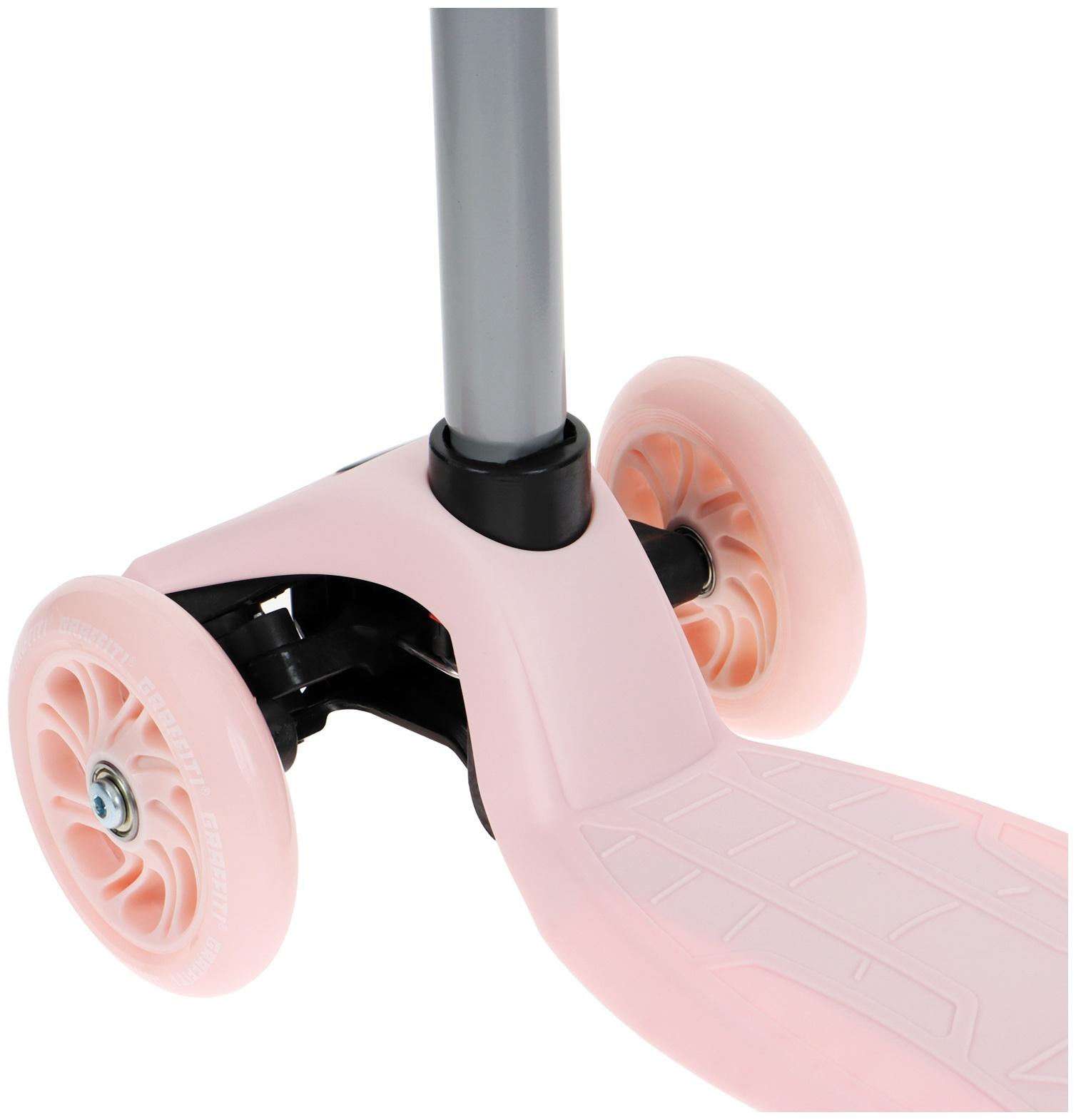 Самокат GRAFFITI, колеса световые PU 120/70 мм, ABEC 7, цвет розовый