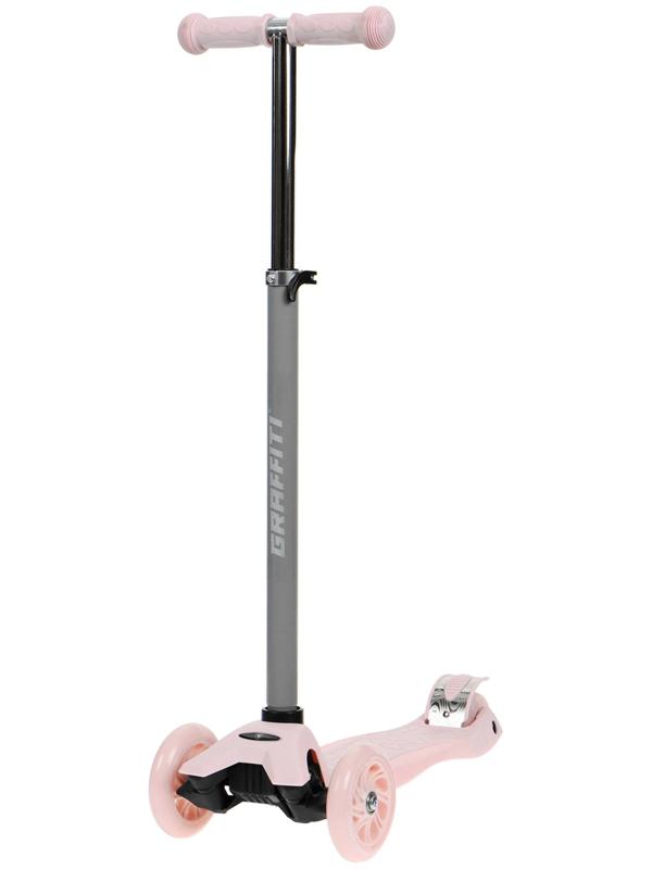 Самокат GRAFFITI, колеса световые PU 120/70 мм, ABEC 7, цвет розовый