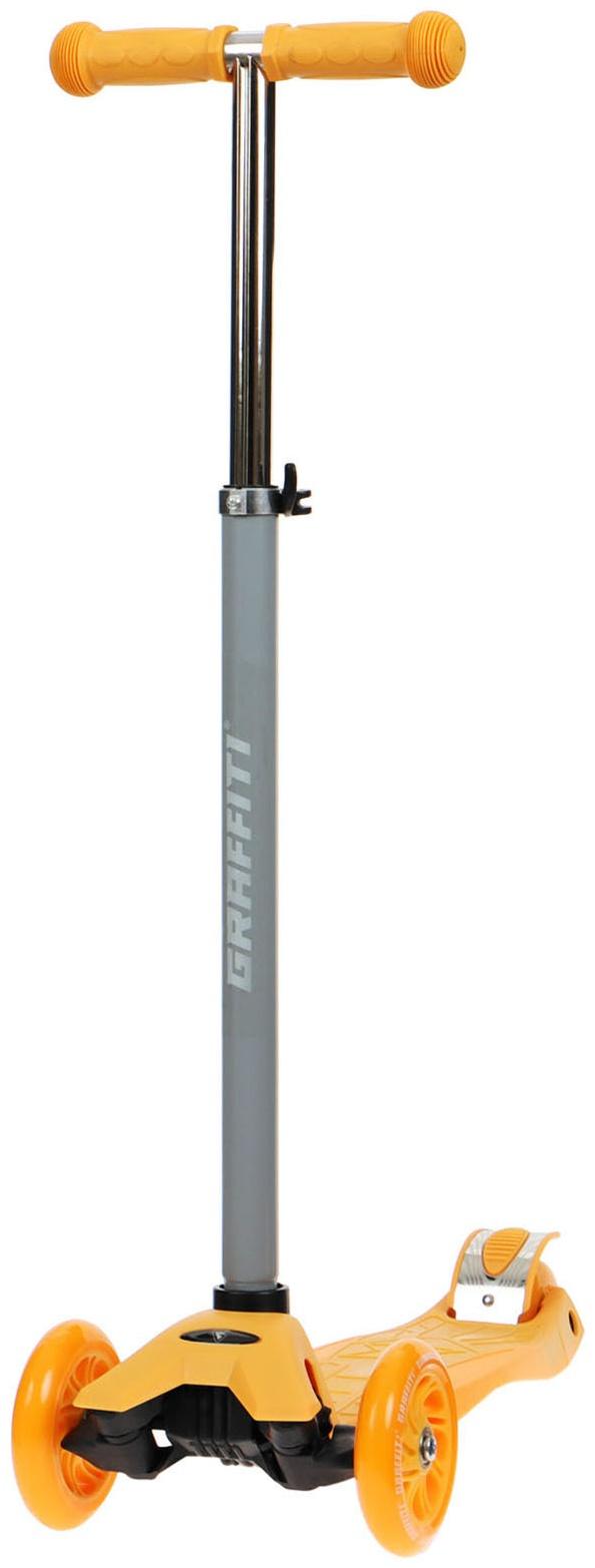 Самокат GRAFFITI, колеса световые PU 120/70 мм, ABEC 7, цвет оранжевый