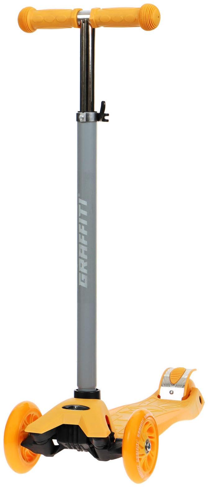 Самокат GRAFFITI, колеса световые PU 120/70 мм, ABEC 7, цвет оранжевый