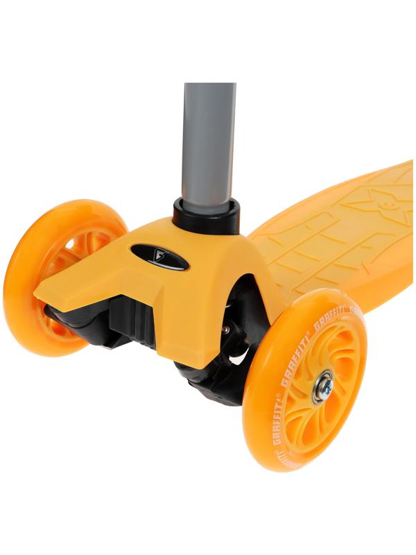 Самокат GRAFFITI, колеса световые PU 120/70 мм, ABEC 7, цвет оранжевый