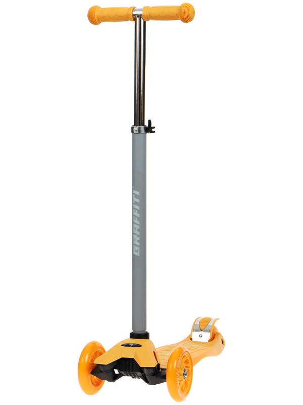 Самокат GRAFFITI, колеса световые PU 120/70 мм, ABEC 7, цвет оранжевый