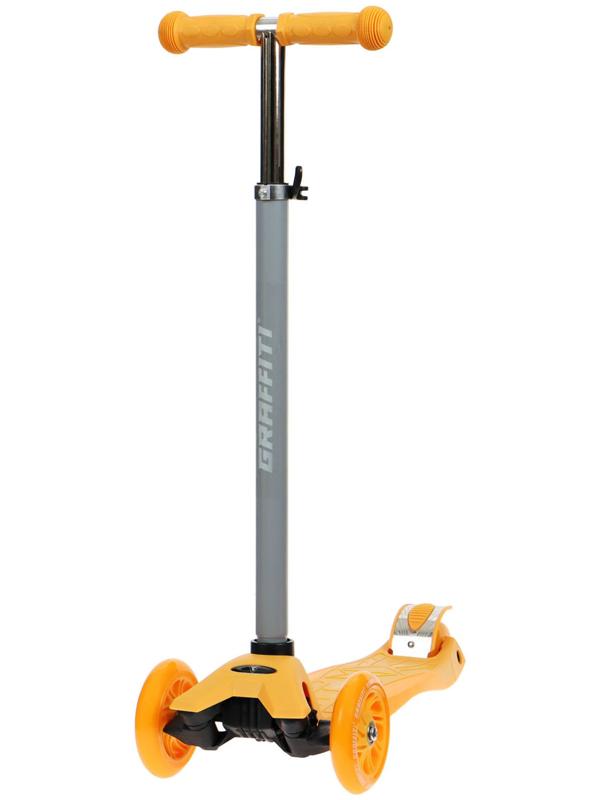 Самокат GRAFFITI, колеса световые PU 120/70 мм, ABEC 7, цвет оранжевый