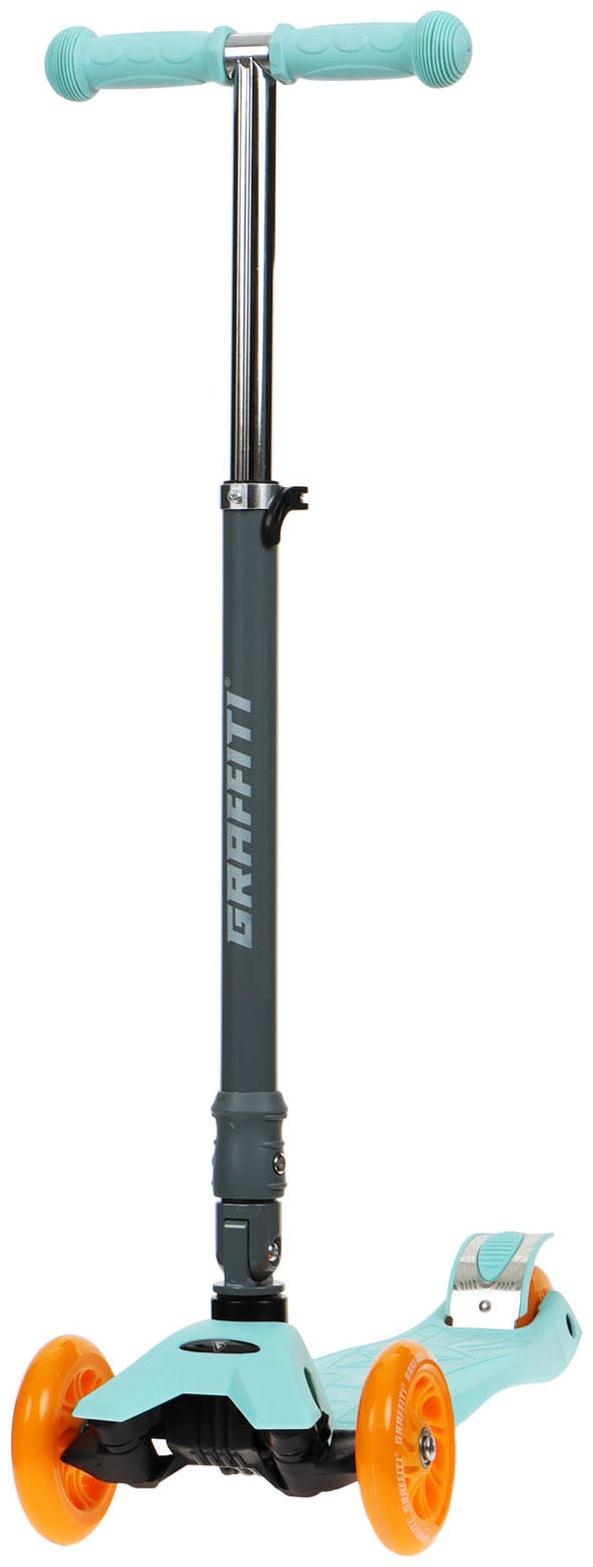 Самокат складной GRAFFITI, колеса световые PU 120/70 мм, ABEC 7, цвет бирюзовый