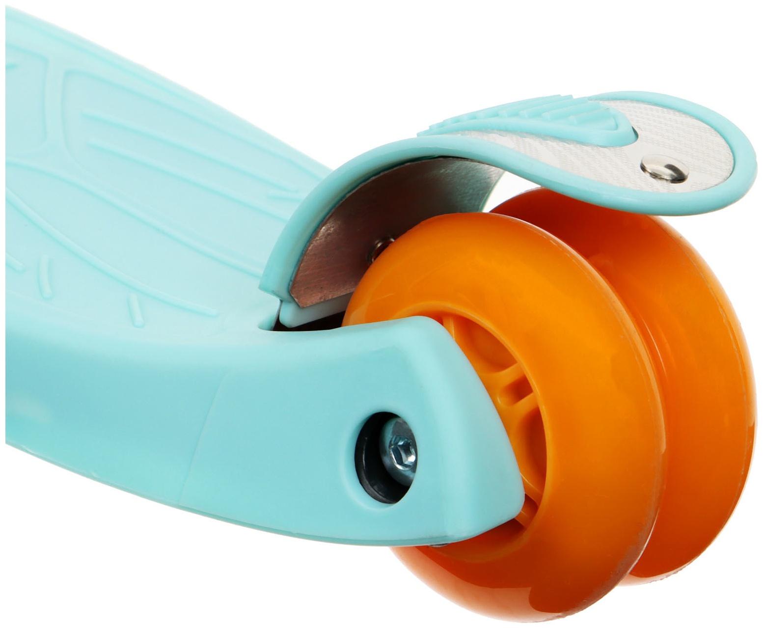 Самокат складной GRAFFITI, колеса световые PU 120/70 мм, ABEC 7, цвет бирюзовый