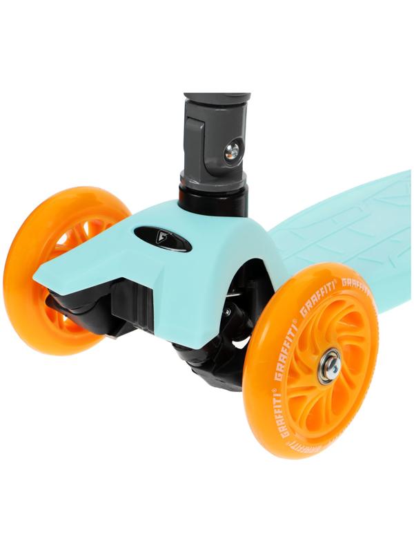 Самокат складной GRAFFITI, колеса световые PU 120/70 мм, ABEC 7, цвет бирюзовый