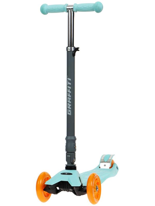 Самокат складной GRAFFITI, колеса световые PU 120/70 мм, ABEC 7, цвет бирюзовый