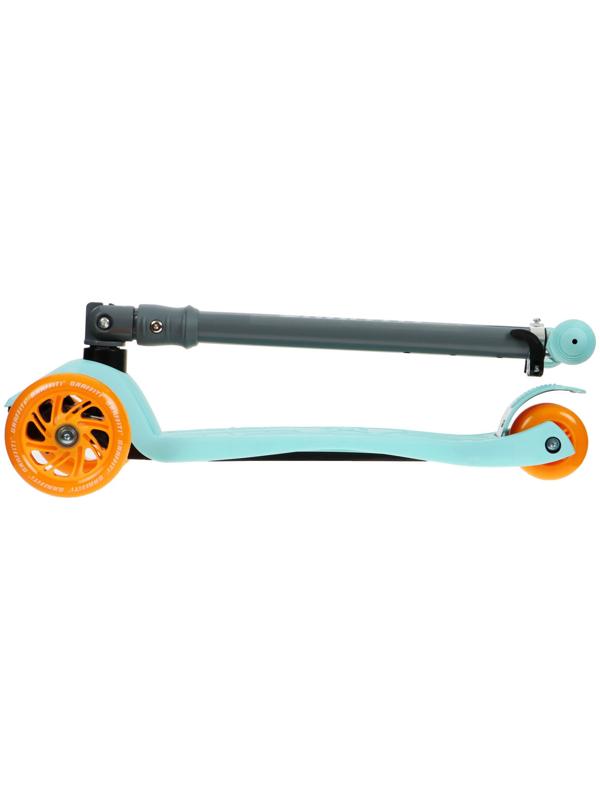 Самокат складной GRAFFITI, колеса световые PU 120/70 мм, ABEC 7, цвет бирюзовый
