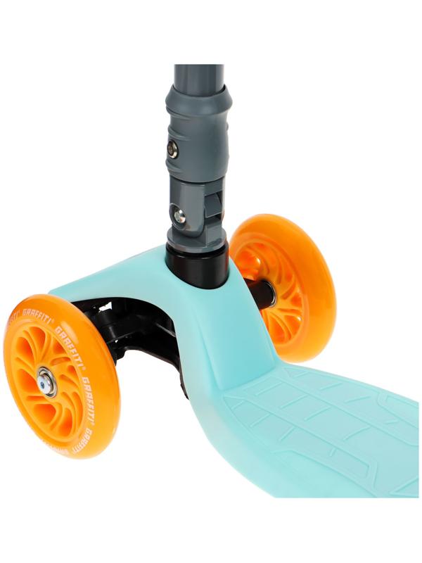 Самокат складной GRAFFITI, колеса световые PU 120/70 мм, ABEC 7, цвет бирюзовый