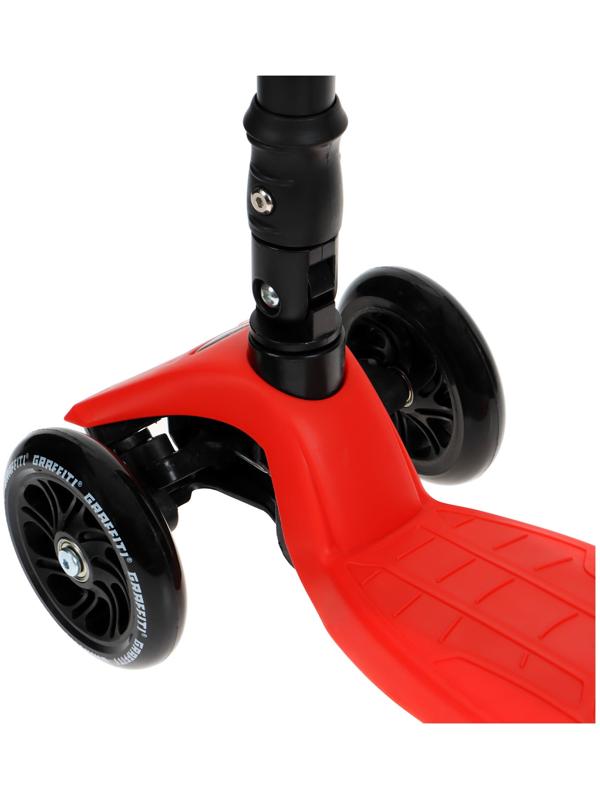 Самокат складной GRAFFITI, колеса световые PU 120/70 мм, ABEC 7, цвет красный