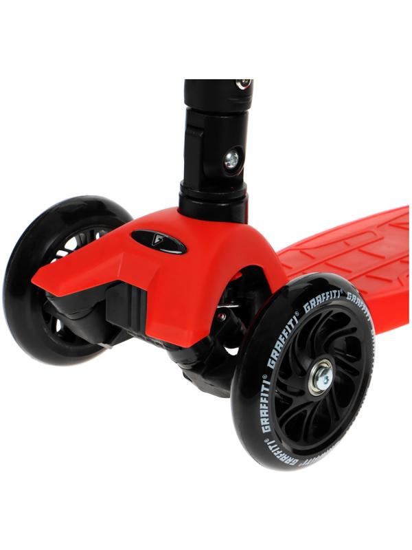 Самокат складной GRAFFITI, колеса световые PU 120/70 мм, ABEC 7, цвет красный