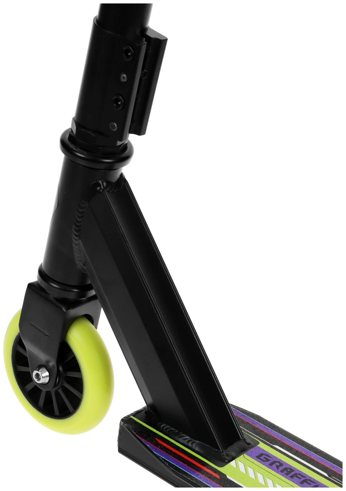 Самокат трюковый GRAFFITI Turn 23, колеса PU 100 мм, пластик диск, 85А, резьб. компрессия