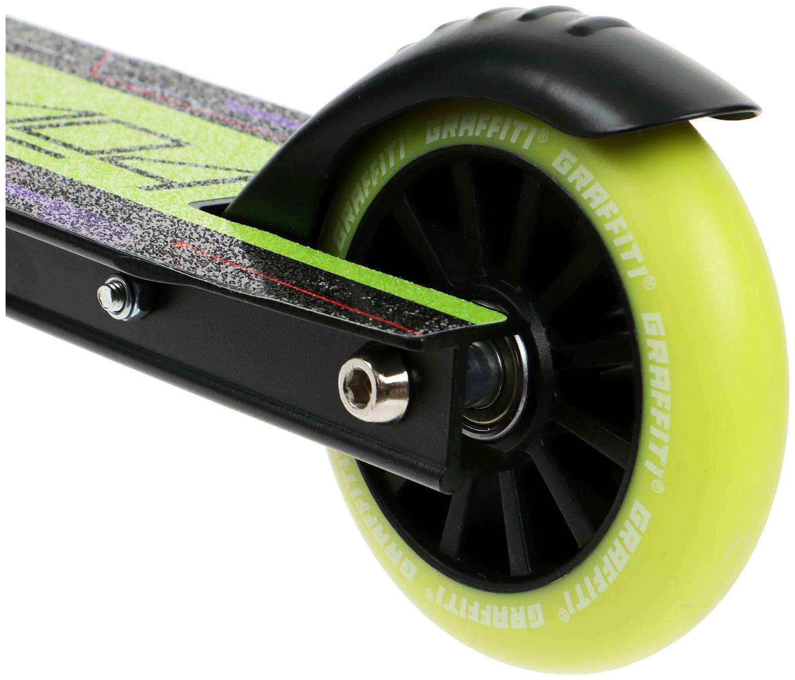 Самокат трюковый GRAFFITI Turn 23, колеса PU 100 мм, пластик диск, 85А, резьб. компрессия