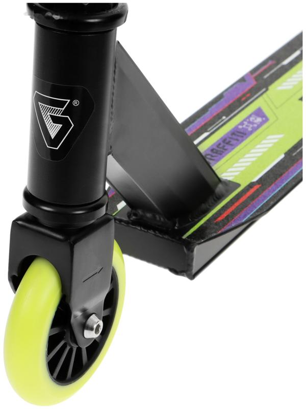 Самокат трюковый GRAFFITI Turn 23, колеса PU 100 мм, пластик диск, 85А, резьб. компрессия