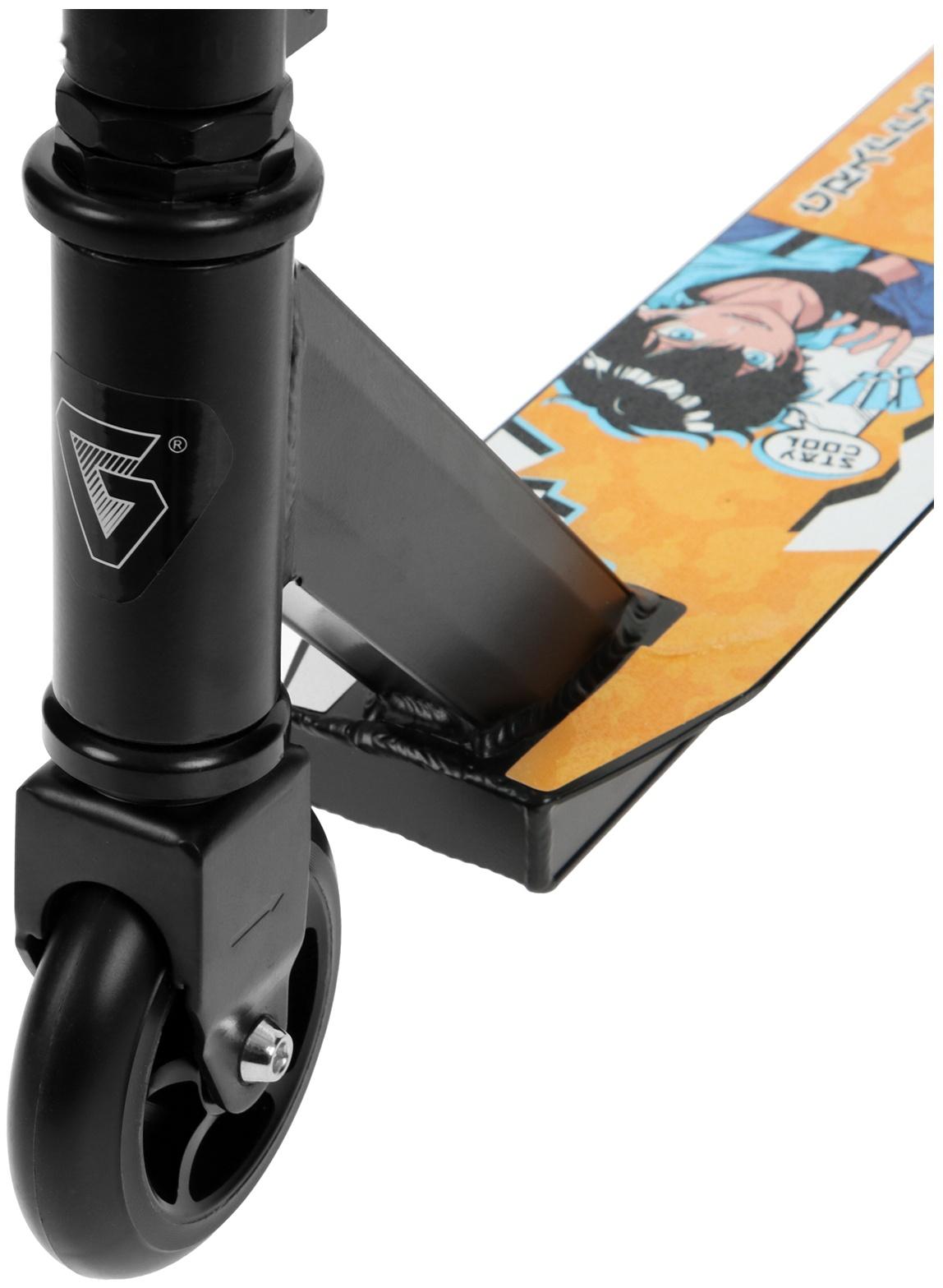 Самокат трюковый GRAFFITI Zigzag 23, колеса PU 100 мм, алюм. диск, 85А, резьб. компрессия