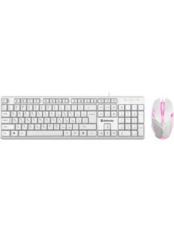 Комплект клавиатура и мышь Defender Motion C-977, проводной,мембранный,1600 dpi,USB,белый