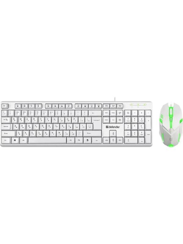 Комплект клавиатура и мышь Defender Motion C-977, проводной,мембранный,1600 dpi,USB,белый