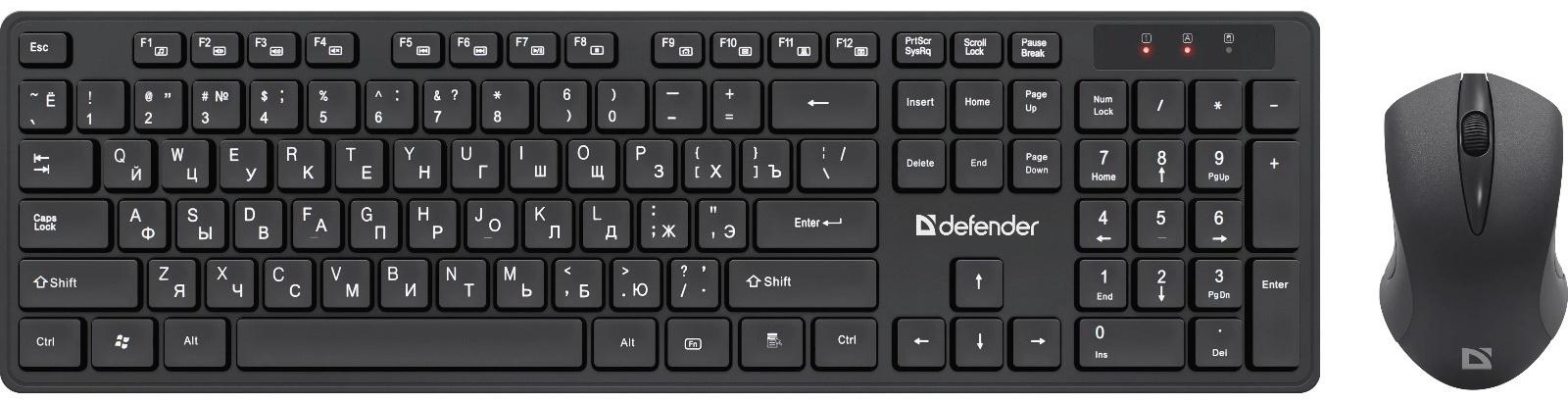 Комплект клавиатура и мышь Defender Lima C-993,беспроводной,мембран,1000 dpi,USB,черный
