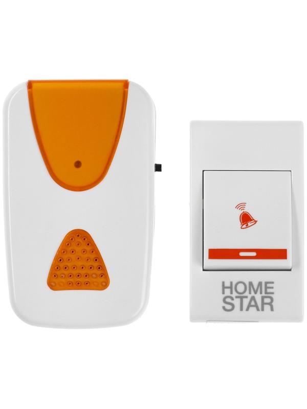 Звонок HOMESTAR HS-0103, электрический, беспроводной, 32 мелодии, 100м, от батареек, жёлтый