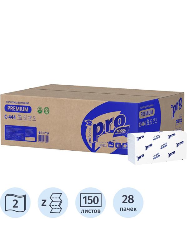Полотенца бумажные Z слож PROtissue Instant 2сл 150л 28пач/уп С444