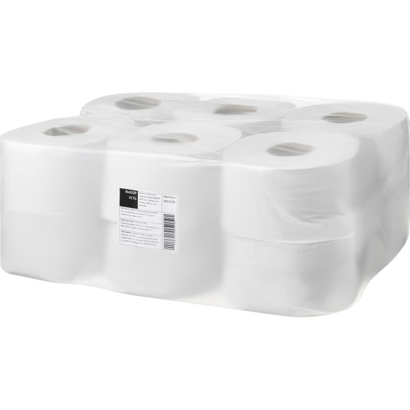 Бумага туалетная д/дисп Выбор Есть 1сл бел втор на втул 200м 12рул/уп