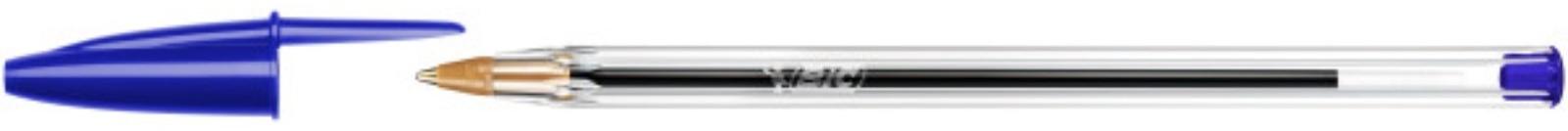 Ручка шариковая, синяя, среднее письмо, прозрачный корпус, BIC Cristal Original