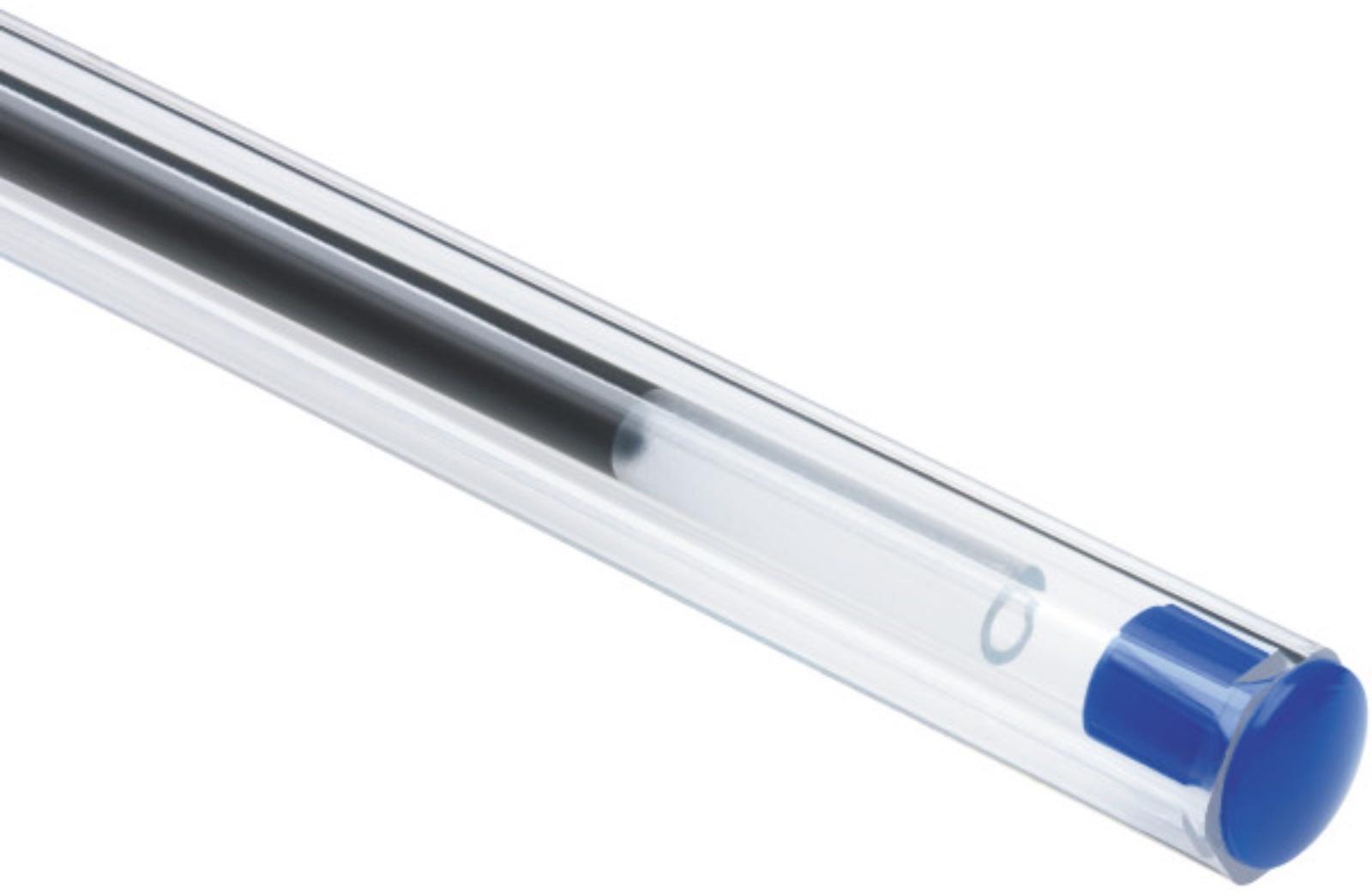Ручка шариковая, синяя, среднее письмо, прозрачный корпус, BIC Cristal Original